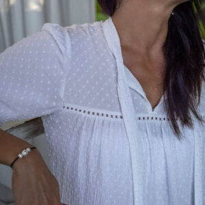 Bracelet cordon perles d'eau douce blanches