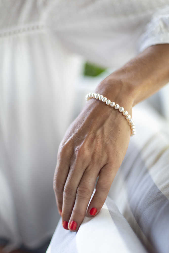 Bracelet enfilage perles d'eau douce blanches
