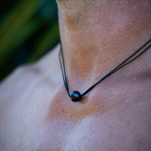 Collier cordon homme et sa perle d'eau douce - perle noire