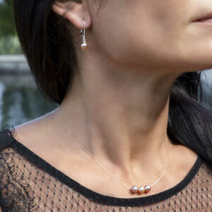 Collier câble perles d'eau douce roses