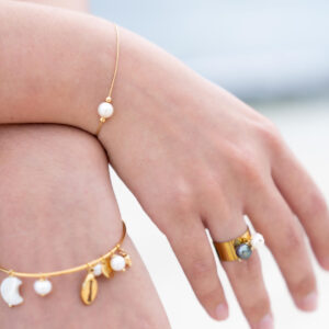 Bracelet femme et sa perle d'eau douce - Blanc