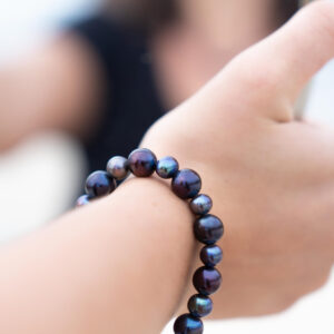 Bracelet élastique -  Perles d'eau douce - noir