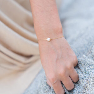 Bracelet Coulissant en Perle d'Eau Douce - Blanc