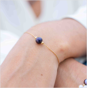 Bracelet Coulissant en Perle d'Eau Douce - noir