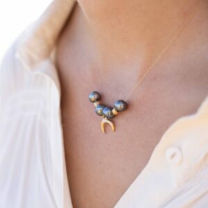 Collier pampilles et ses perles d'eau douce - Noire