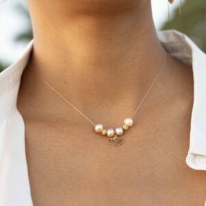 Collier pampilles et ses perles d'eau douce - rose