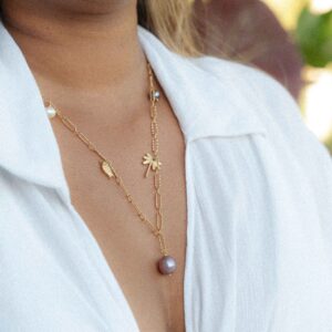 Collier Perles d'Eau Douce & Pampilles - rose