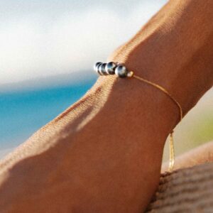 Bracelet Coulissant en Perles d'Eau Douce - noir