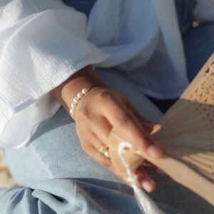 Bracelet Coulissant en Perles d'Eau Douce - Blanc